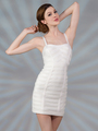 C7788 Ribbed Cocktail Dress - Cream, Front View Thumbnail