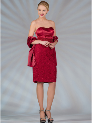 C7790 Vintage Lace Cocktail Dres, Red
