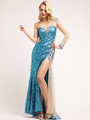 C7901 Sexy Blue Sequin Sweetheart Evening Dress - Blue, Front View Thumbnail