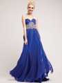 C7926 Embellished Sweetheart Empire Waist Prom Dress - Royal Blue, Front View Thumbnail