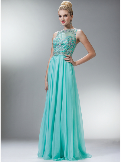C7936 Stunning Strapless Sweetheart Gems Prom Dress - Mint, Front View Medium