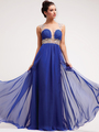 C7956 Illusion Neckline Evening Dress - Royal, Front View Thumbnail