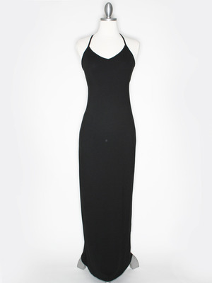 CA1704 Solid Print Tank Jersey Maxi Dress, Black