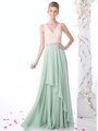 CD-1968 Sleeveless V-Neck Bridesmaid Dress - Champagne Mint, Front View Thumbnail