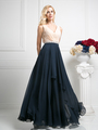 CD-1968 Sleeveless V-Neck Bridesmaid Dress - Champagne Navy, Front View Thumbnail