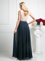 CD-1968 Sleeveless V-Neck Bridesmaid Dress - Champagne Navy, Back View Thumbnail