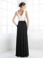 CD-1968 Sleeveless V-Neck Bridesmaid Dress - Ivory Black, Back View Thumbnail