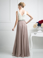 CD-1968 Sleeveless V-Neck Bridesmaid Dress - Ivory Mocha, Back View Thumbnail