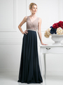 CD-1968 Sleeveless V-Neck Bridesmaid Dress - Mocha Navy, Front View Thumbnail