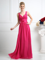 CD-1972 Sleeveless Bridesmaid Dress with Empire Waist - Fuchsia, Front View Thumbnail