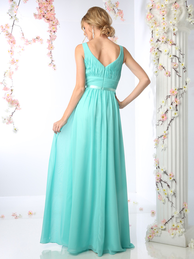 CD-1972 Sleeveless Bridesmaid Dress with Empire Waist - Mint, Back View Medium