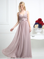 CD-1972 Sleeveless Bridesmaid Dress with Empire Waist - Mocha, Front View Thumbnail