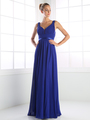 CD-1972 Sleeveless Bridesmaid Dress with Empire Waist - Royal, Front View Thumbnail