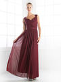 CD-3858 Sleeveless Twisted Front Long Bridesmaid Dress - Burgundy, Front View Thumbnail