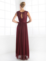 CD-3858 Sleeveless Twisted Front Long Bridesmaid Dress - Burgundy, Back View Thumbnail