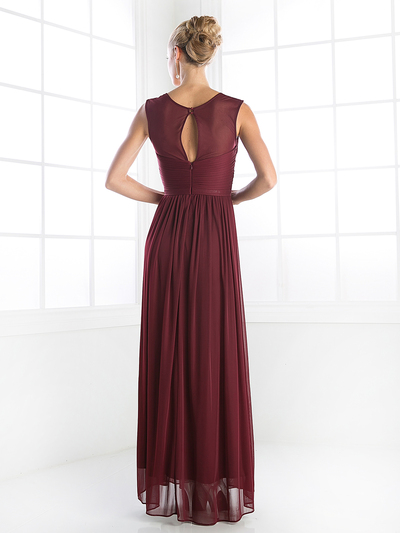 CD-3858 Sleeveless Twisted Front Long Bridesmaid Dress - Burgundy, Back View Medium