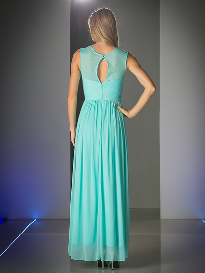 CD-3858 Sleeveless Twisted Front Long Bridesmaid Dress - Mint, Back View Medium