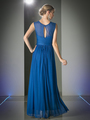 CD-3858 Sleeveless Twisted Front Long Bridesmaid Dress - Royal, Back View Thumbnail