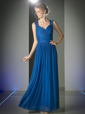 CD-3858 Sleeveless Twisted Front Long Bridesmaid Dress, Royal