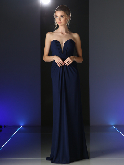 CD-601 Strapless Sweetheart Bridesmaid Dress - Navy, Front View Medium
