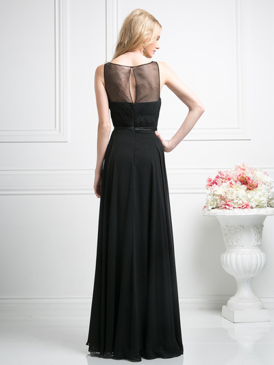 CD-7458 Illusion Sweetheart Evening Dress - Black, Back View Medium