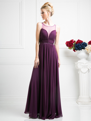 CD-7458 Illusion Sweetheart Evening Dress, Eggplant