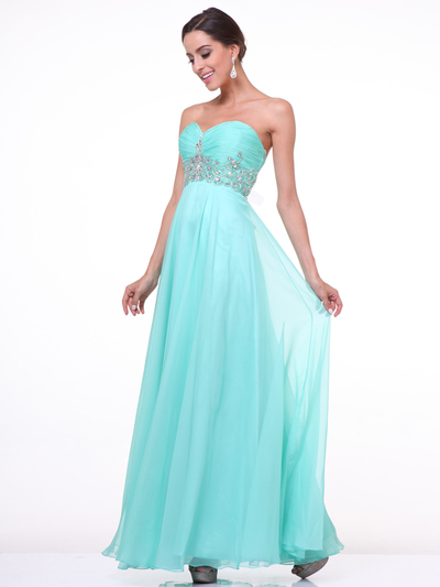 CD-7664 Strapless Sweetheart Embellised Evening Dress - Mint, Front View Medium