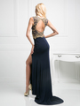 CD-82513 Sleeveless Embellished Cutout Back Evening Dress  - Navy, Back View Thumbnail