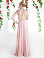 CD-8915 Halter Beaded Top Prom Evening Dress - Blush, Back View Thumbnail