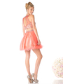 CD-976 Mock Two Piece Short Homecoming Dress   - Coral, Back View Thumbnail