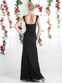 CD-C7457 Wide Shoulder Strap Sweetheart Evening Dress - Black, Back View Thumbnail