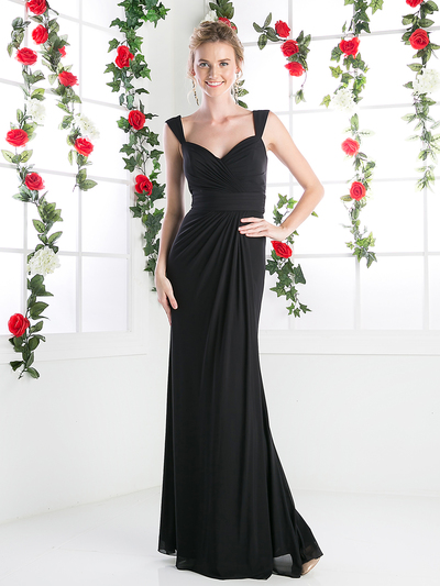 CD-C7457 Wide Shoulder Strap Sweetheart Evening Dress - Black, Front View Medium