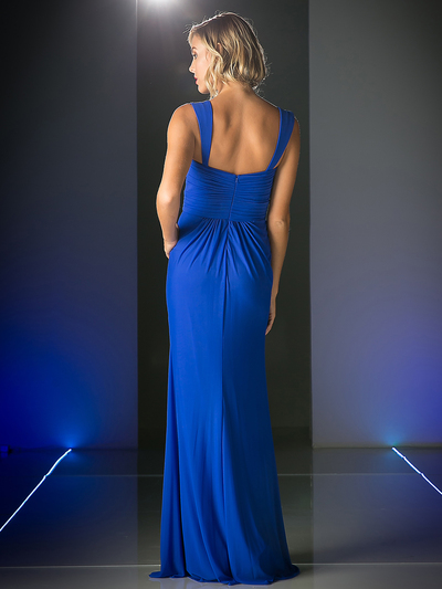 CD-C7457 Wide Shoulder Strap Sweetheart Evening Dress - Royal, Back View Medium