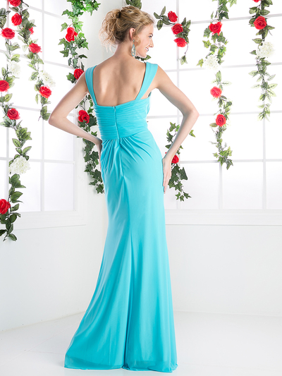 CD-C7457 Wide Shoulder Strap Sweetheart Evening Dress - Sky Blue, Back View Medium