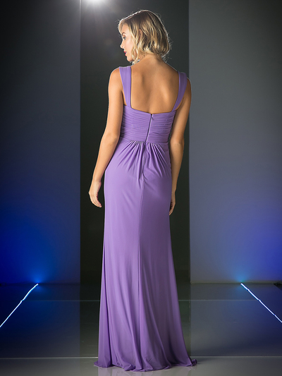 CD-C7457 Wide Shoulder Strap Sweetheart Evening Dress - Violet, Back View Medium
