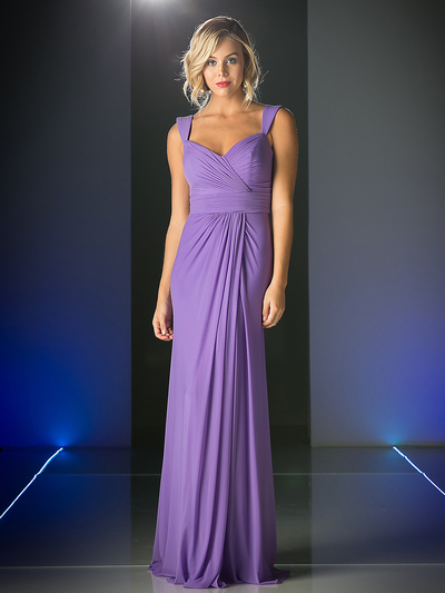 CD-C7457 Wide Shoulder Strap Sweetheart Evening Dress - Violet, Front View Medium
