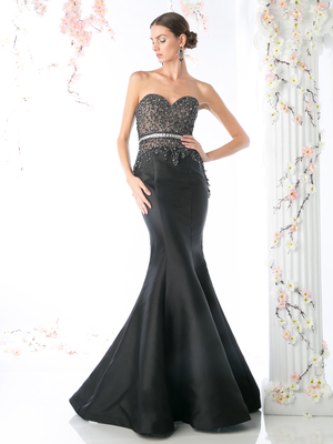 CD-CB762 Strapless Trumpet Gown with Sweetheart Neckline, Black
