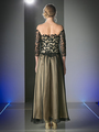 CD-CF013 Illusion Off Shoulder Evening Dress - Black, Back View Thumbnail