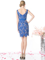 CD-CF053 Sleeveless Lace Overlay Cocktail Dress - Royal, Back View Thumbnail