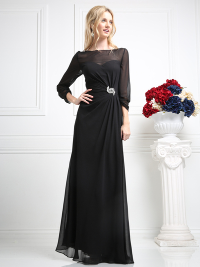 CD-CF063 Mother of the Bride with Jeweled Accent - Black, Front View Medium