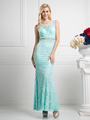 CD-CF067L Sleeveless Mock Two-Piece Evening Dress - Mint, Front View Thumbnail