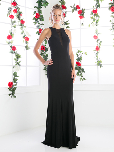 CD-CK47 Sleeveless Long Evening Dress - Black, Front View Medium