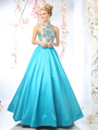CD-CP801 Elegant Prom Gown with Full Skirt - Teal, Front View Thumbnail
