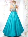 CD-CP801 Elegant Prom Gown with Full Skirt - Teal, Back View Thumbnail