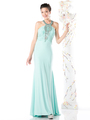 CD-J727 Halter Top Evening Dress with Split  - Mint, Front View Thumbnail