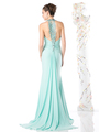 CD-J727 Halter Top Evening Dress with Split  - Mint, Back View Thumbnail