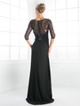 CD-JC4206 3/4 Length Sleeve Mother-of-the-Bride Dress - Black, Back View Thumbnail
