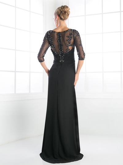 CD-JC4206 3/4 Length Sleeve Mother-of-the-Bride Dress - Black, Back View Medium