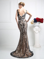 CD-KD032 Elegant Strapless Evening Dress with Train - Print, Back View Thumbnail