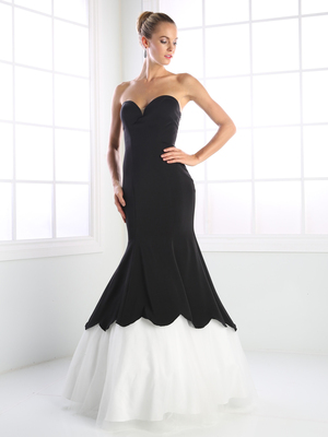CD-P101 Strapless Sweetheart Formal Gown with Mermaid Hem, Black White
